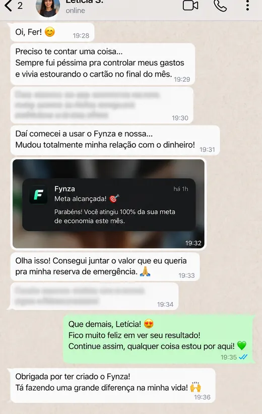Feedback de cliente do Fynza
