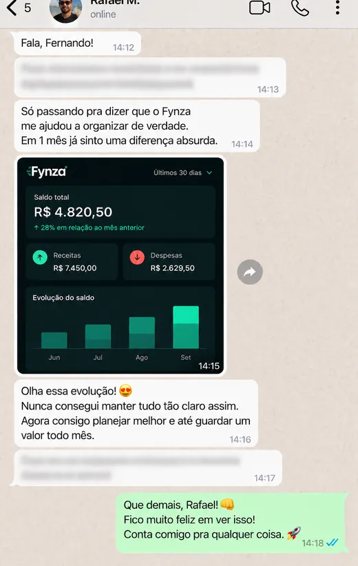 Feedback de cliente do Fynza