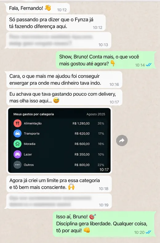 Feedback de cliente do Fynza