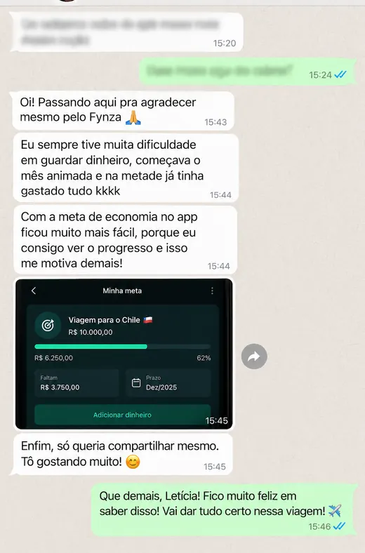 Feedback de cliente do Fynza